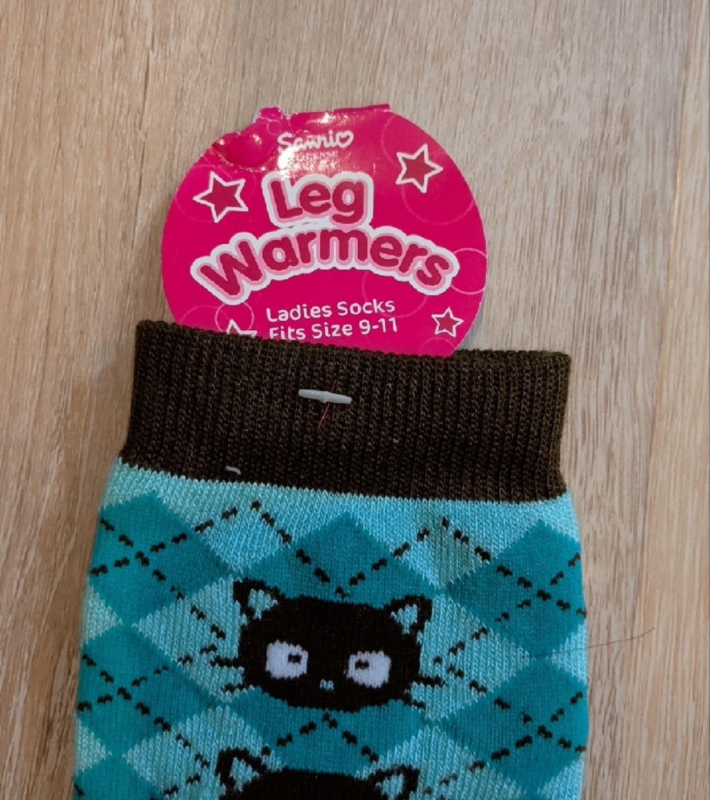 2005 Turquoise Argyle Cat Knee High Leg Warmers Chococat Sanrio - Picture 5 of 5